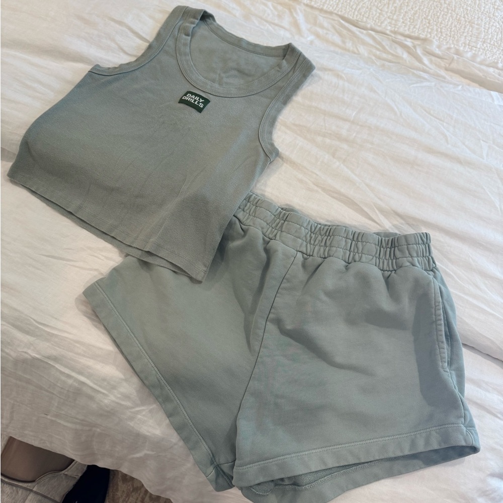 Daily drills super short and Green Tank Top and Shorts Set size M/L